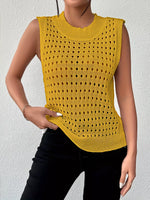 Hollow Out Round Neck Knit Tank