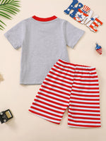 Children's Truck Graphic T-Shirt and Striped Shorts Set