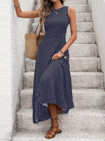 Sleeveless Polka Dot Maxi Dress