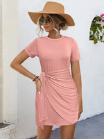 Round Neck Short Sleeve Mini Tee Dress
