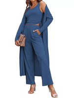 Round Neck Tank & Cardigan & Pants Set