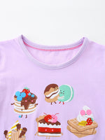 Children's Cartoon Dessert Print Short Sleeve T-Shirt