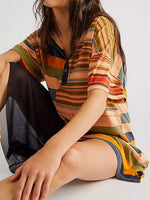 Striped Oversized Half Button Shirt Dress
