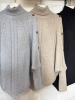 Cable Knit Turtleneck Cape Sweater