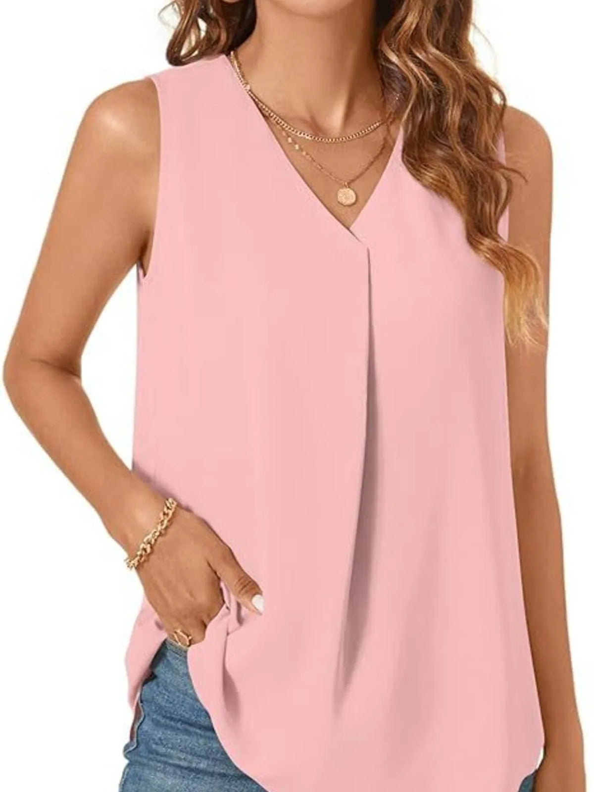 Full Size V-Neck Sleeveless Tank Top Plus Size