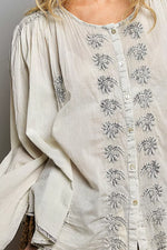 POL Embroidered Button Front Woven Shirt