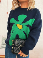 Flower Dropped Shoulder Sweater