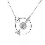 925 Sterling Silver Zircon Geometric Pendant Necklace