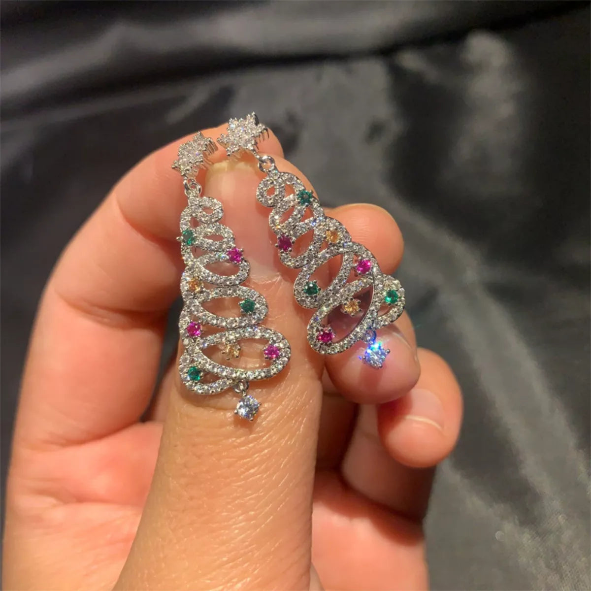 Christmas Tree Dangle Earrings