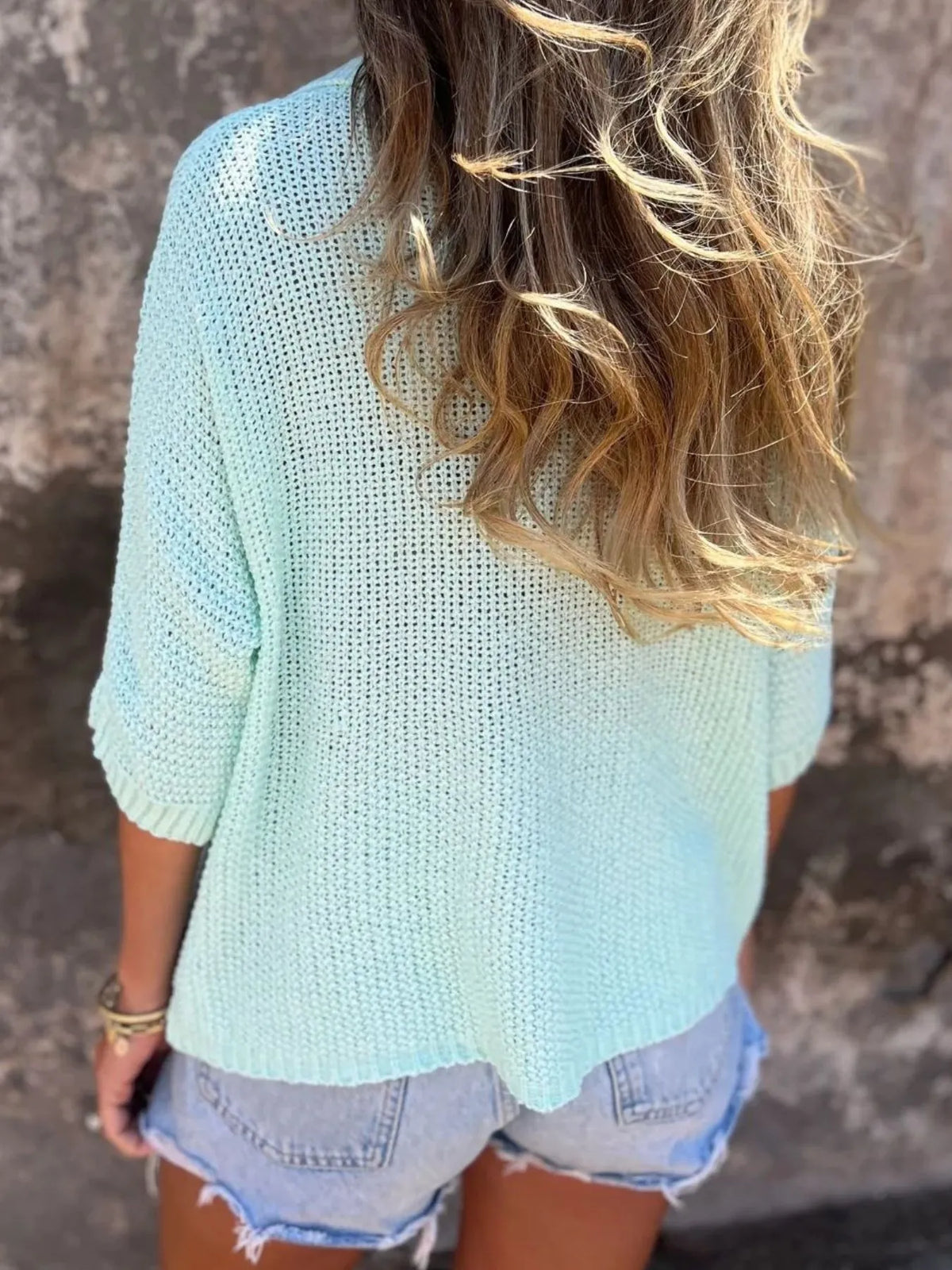 Full Size Johnny Collar Loose Knit Sweater Plus Size
