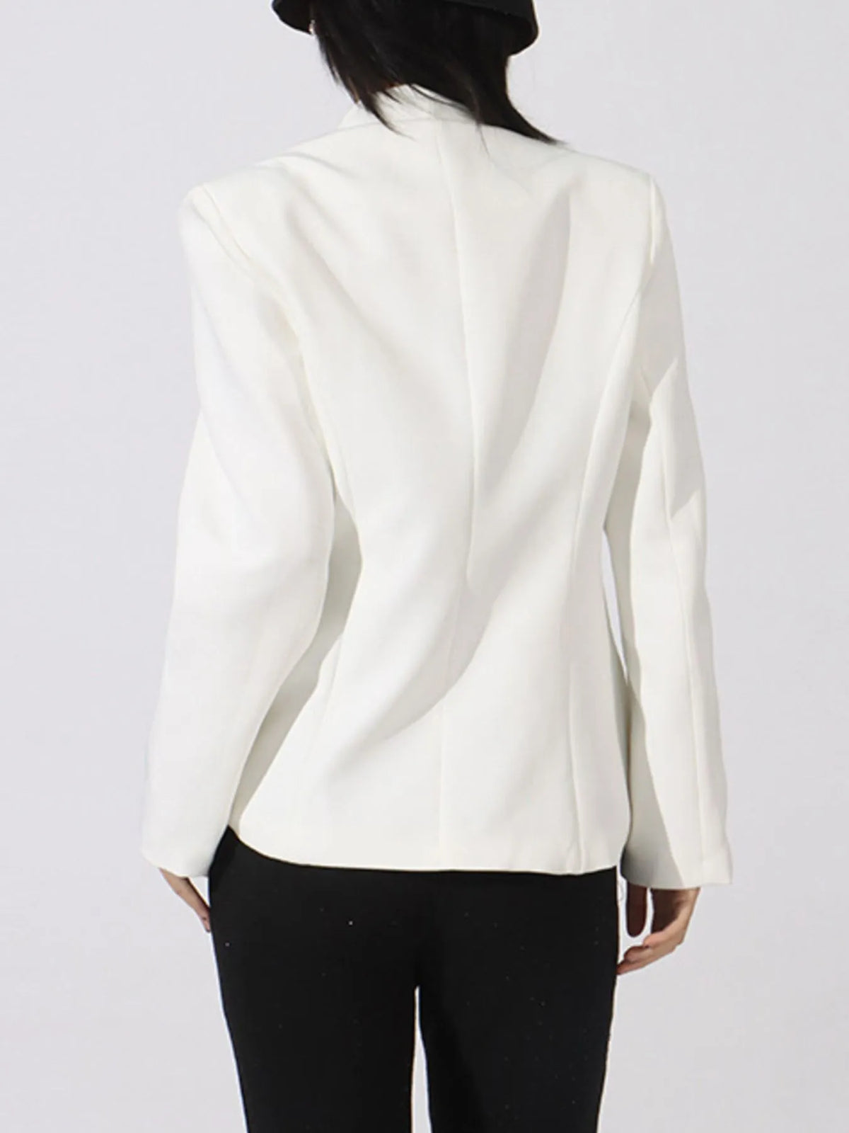 Flower Button Front Long Sleeve Blazer