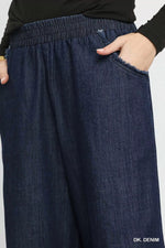 Umgee Washed Fringe Hem Wide Leg Jeans