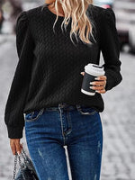 Texture Round Neck Long Sleeve Sweatshirt