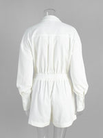 Casual Button Front Long Sleeve Romper