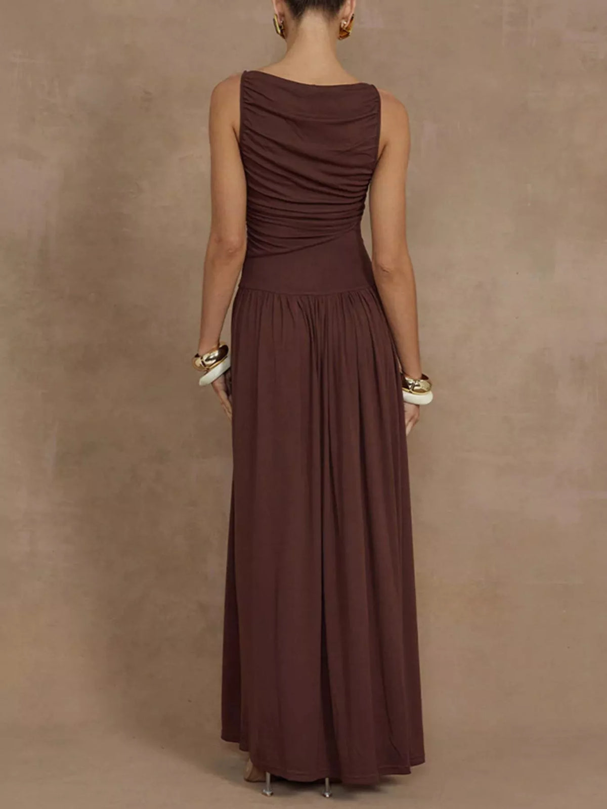 Ruched Sleeveless Maxi Dress