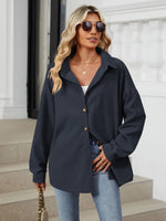 Collared Neck Long Sleeve Dropped Shoulder Shirt