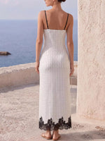 Polka Dot Lace Trim Spaghetti Strap Maxi Dress