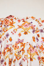 Printed Tie Neck Cap Sleeve Mini Dress