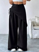 Wrap-Front Wide-Leg Pants