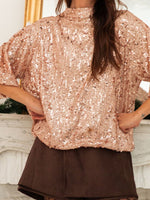 Sequin Embellished Tie-Back Blouse