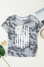 Camouflage Retro American Flag Printed Tee