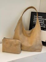 Solid Color Suede Tote Bag