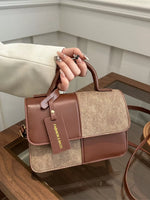 Color Block Flap Crossbody Bag with Top Handle