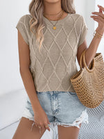 Round Neck Cap Sleeve Knit Top