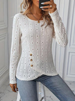 Eyelet Round Neck Blouse
