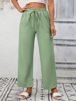 Casual Drawstring Wide Leg Pants