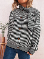 Striped Button Up Long Sleeve Cardigan