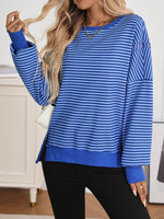 Exposed Seam Striped Contrast Sweatshirt