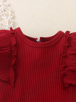 Children's Ribbed Ruffle Trim Bodysuit & Shorts Set