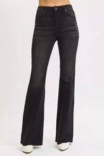 RISEN Full Size High Rise Flare Raw Cut Hem Jeans Plus Size