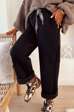 High-Waisted Straight Pants with Drawstring