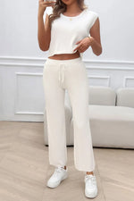 Devine Ribbed Round Neck Top and Pants Set