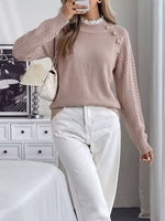 Openwork Mock Neck Sweater