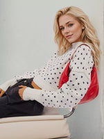Heart-Patterned Round Neck Sweater