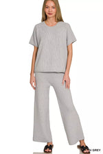 Zenana Viscose Round Neck Top & Pants Set