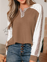 Leopard Trim Raglan Sleeve Top