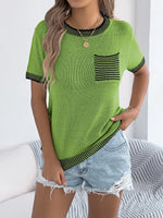 Round Neck Short Sleeve Knit Top