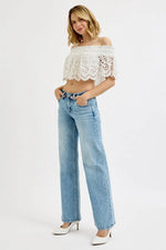 RISEN Full Size Low Rise Ankle Boyfriend Distressed Jeans Plus Size