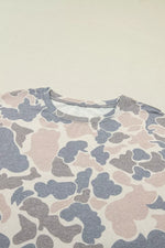 Casual Camo Print T-Shirt & Shorts Set