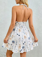 Floral Print Halter Neck Mini Dress