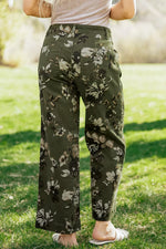 Vintage Style Floral Print High Waist Wide Leg Jeans