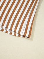 Stripe Ruffled Hem Collared Long Sleeve Shirt Mini Dress
