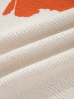 Flower Pattern Wide Sleeve Baggy Sweater