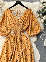 Smocked V-Neck Wide Leg Jumpsuit