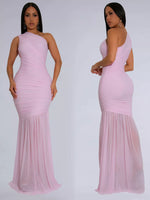 One-Shoulder Ruched Bodycon Maxi Dress