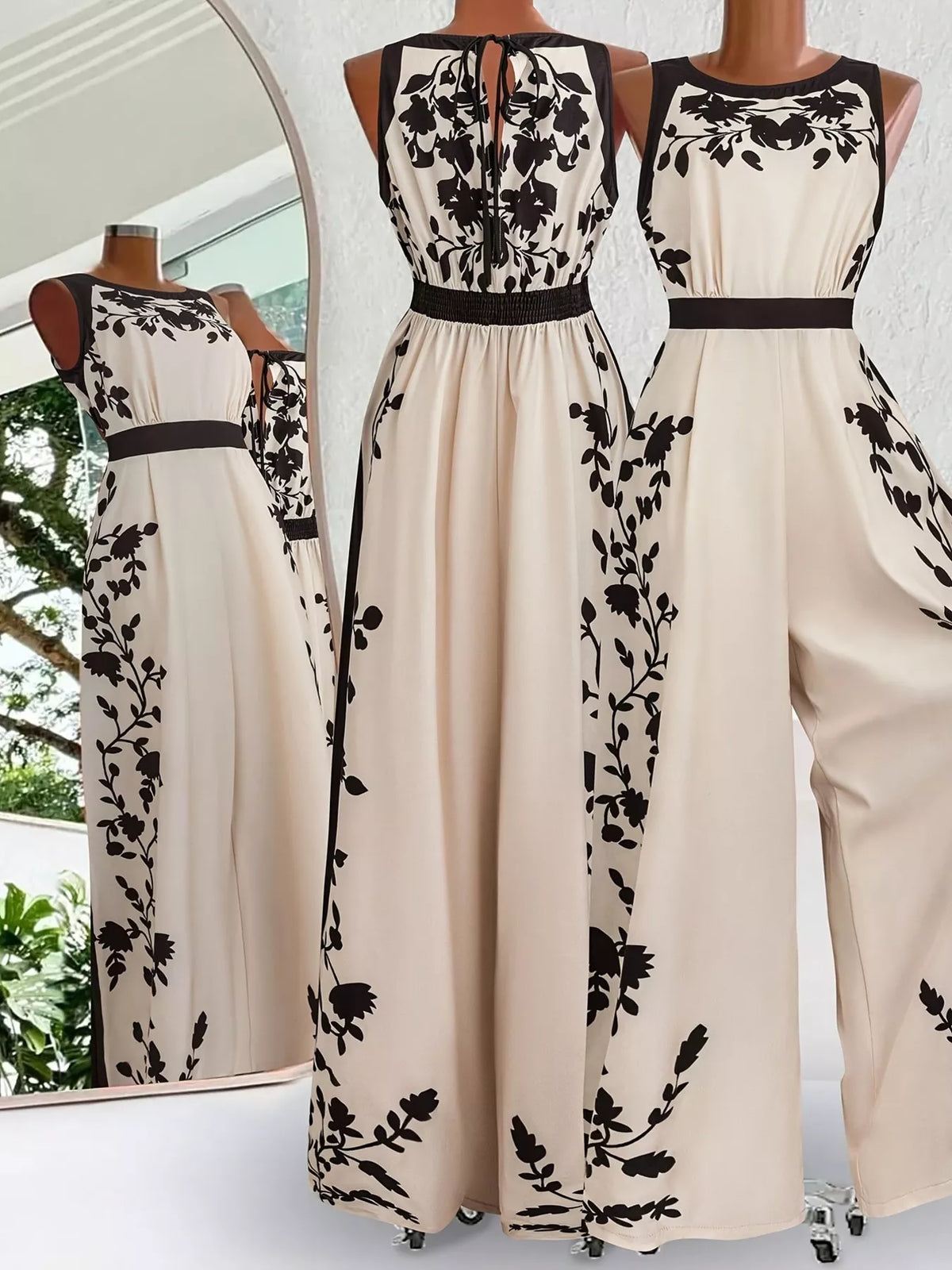 Printed Sleeveless Wide Leg Jumpsuit